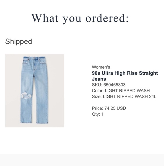 Abercrombie & Fitch 90s Ultra High Rise Straight Jeans - 24L - Picture 3 of 10